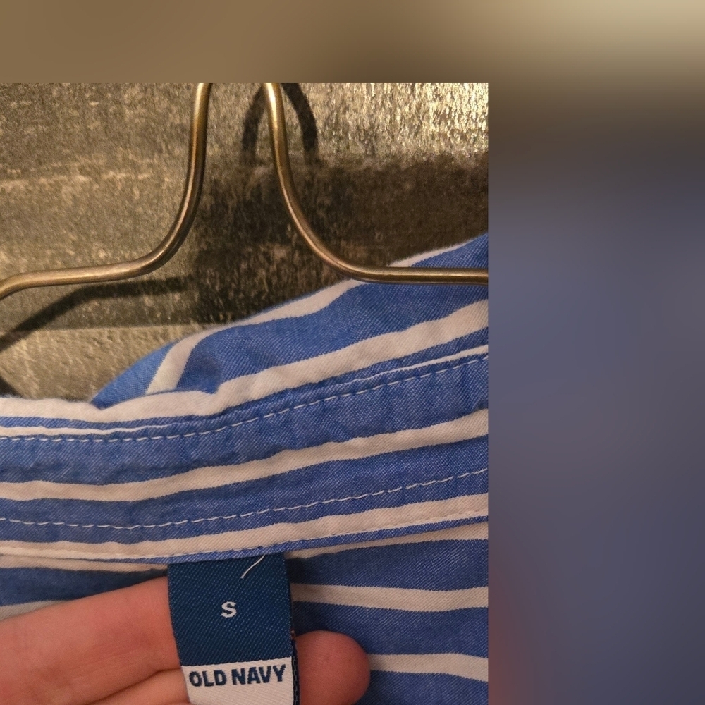 Old Navy Blue and White Striped T shirt dress - Picture 3 of 7